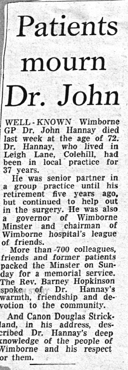 Dr. John Hannay Newspaper Cutting 