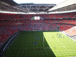 Fans congregating in the stadium for the Challenge Cup Final, Wembley, 2007