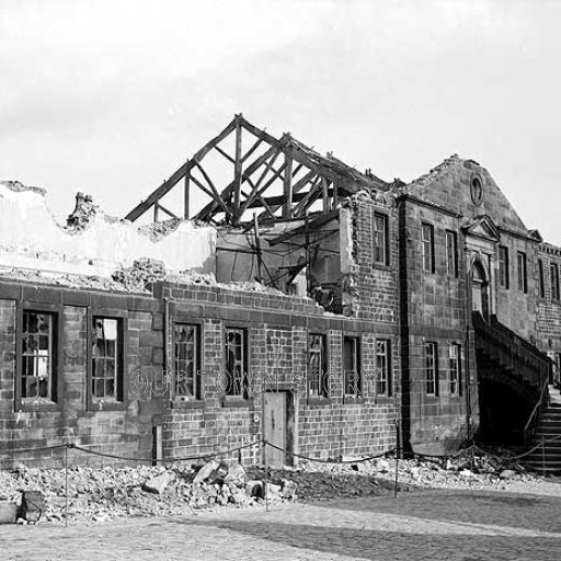 Colne Cloth Hall in disrepair, 1953