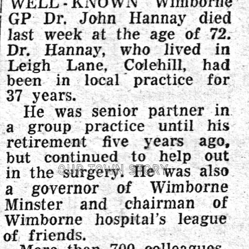 Dr. John Hannay Newspaper Cutting 