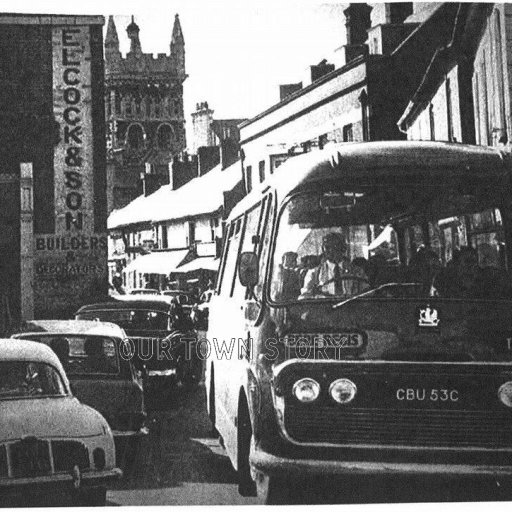 Traffic Jam in East Street, Wimborne Minster, c. 1960s