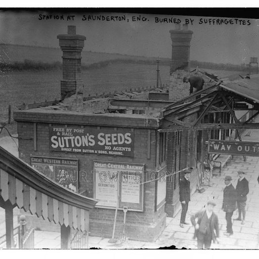 Saunderton Station Burned by Suffragettes, 1913