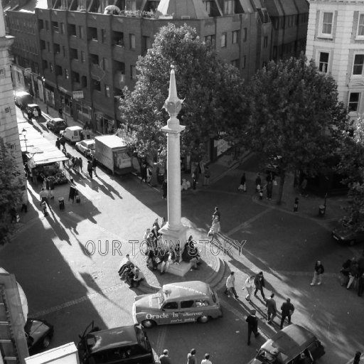 Seven Dials from the Cambridge Theatre, 1998